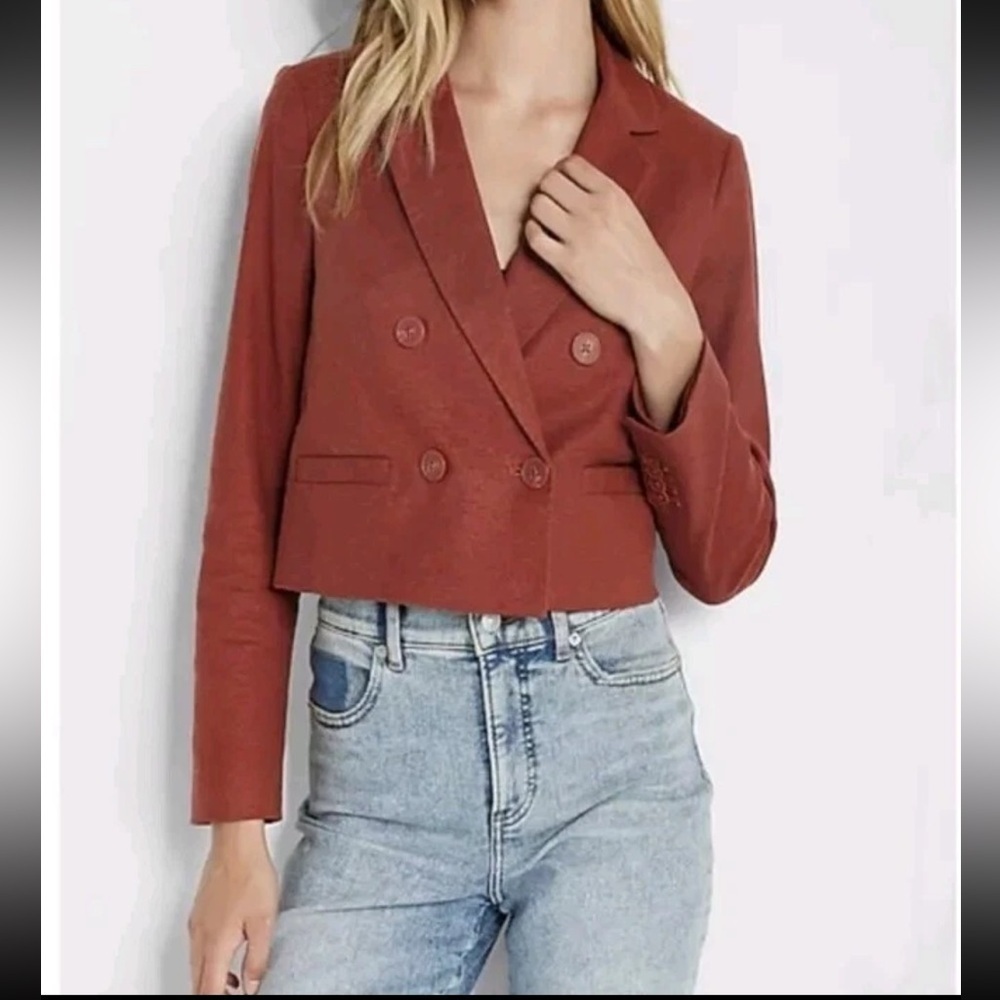 EXPESS Women's Cut-Out Collar Pockets Marron Jacket
Long Sleeves XL NWT